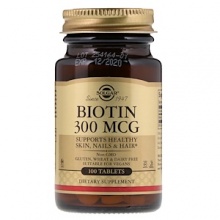 Витамины Solgar Biotin 300 мкг 100 таблеток