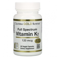 Витамины California Gold Nutrition K2 (в виде MK-4,MK-6, MK-7, MK-9) 120 мкг 60 капсул