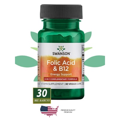  Swanson Folic Acid + B12 30 